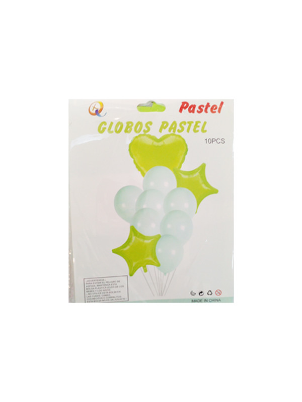 Globo 10pcs Verde Pastel Ref:QQ-10