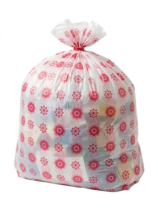 Bolsa para baño floreada 40 Litros paquete 10 unidades