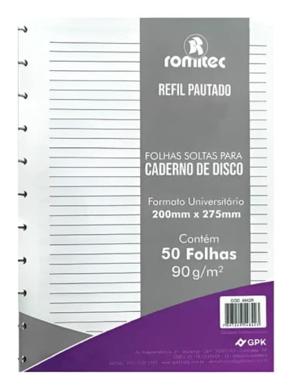 Hojas de repuesto para cuaderno universitario a disco Romitec 50 hojas 1 raya