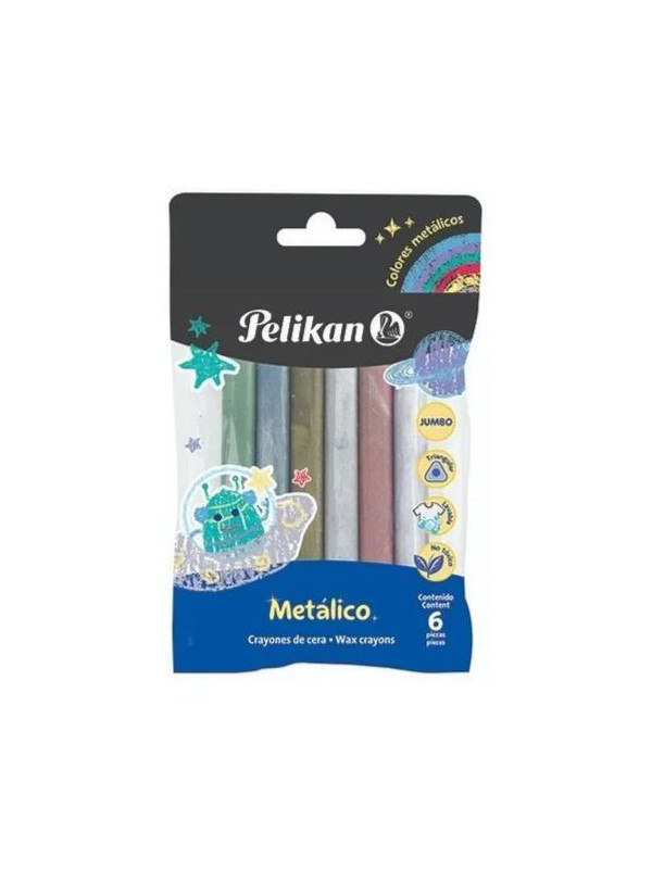 Crayon Pelikan Jumbo Metalico x 6 colores