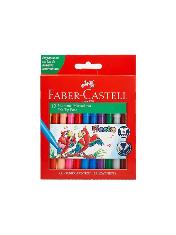 Marcador Faber Escolar Fiesta 12 Col. Ref:ht31245