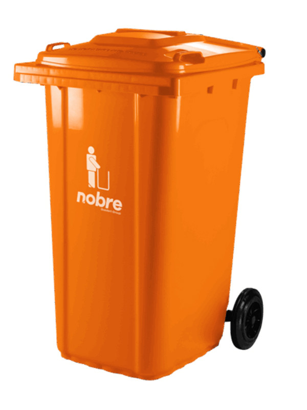 Basurero Nobre con ruedas de 240 Lts Naranja 39839