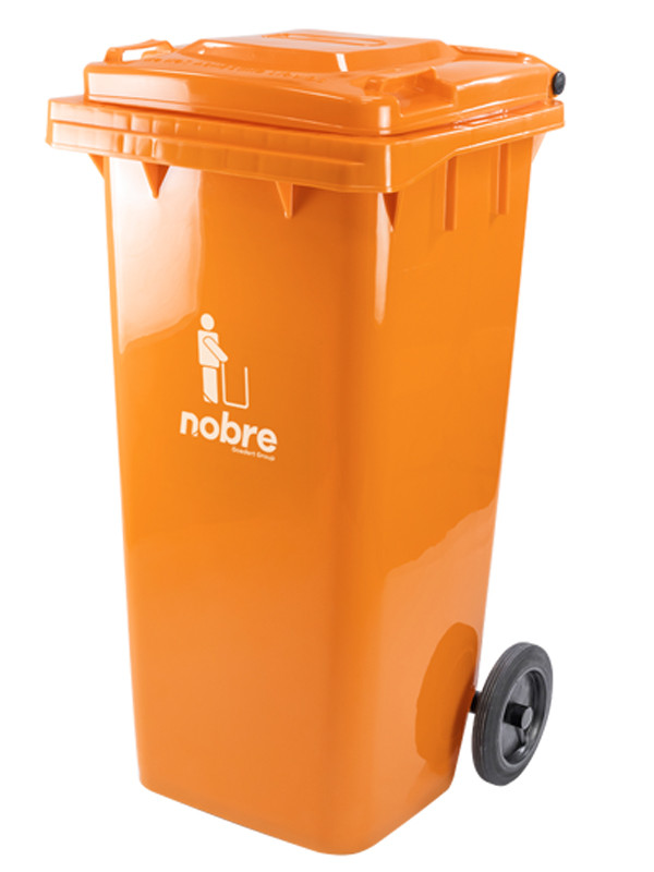 Basurero Nobre con ruedas de 120Lts Naranja 41372