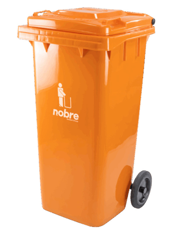 Basurero Nobre con ruedas de 120Lts Naranja 41372