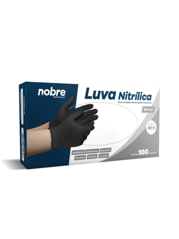 Guante de Nitrilo Mediano Nobre Caja de 100 Unidades Negro