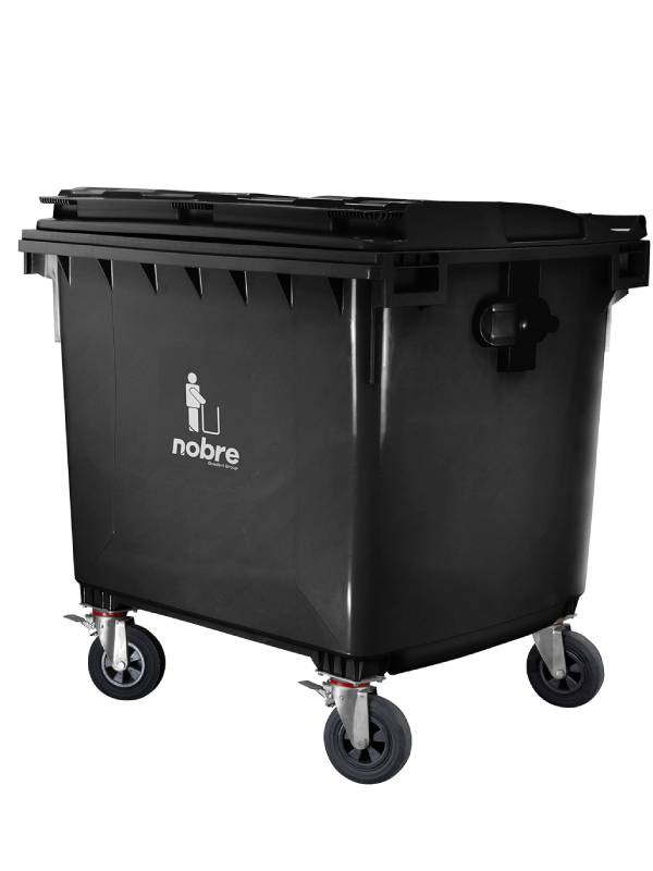 Contenedor de basura Nobre 1100 litros Negro con ruedas 59185