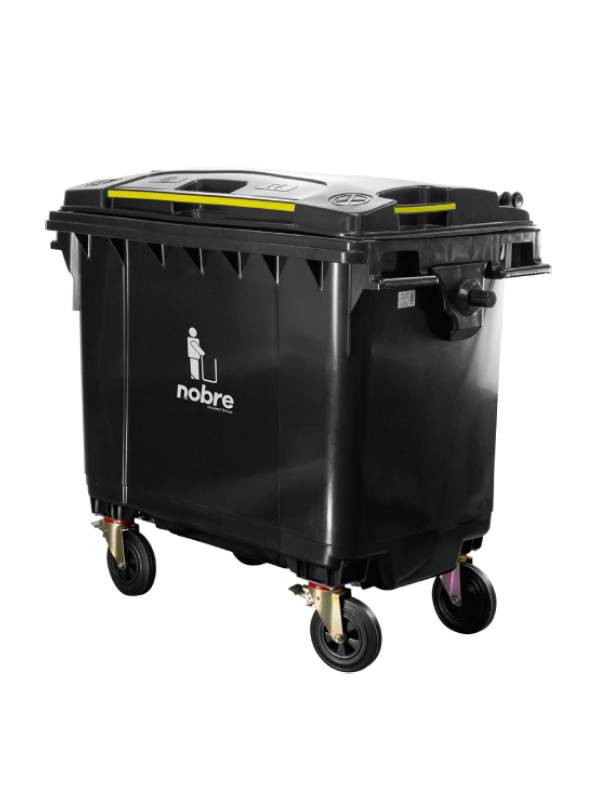 Contenedor de basura 660 litros Nobre Negro con ruedas 59186