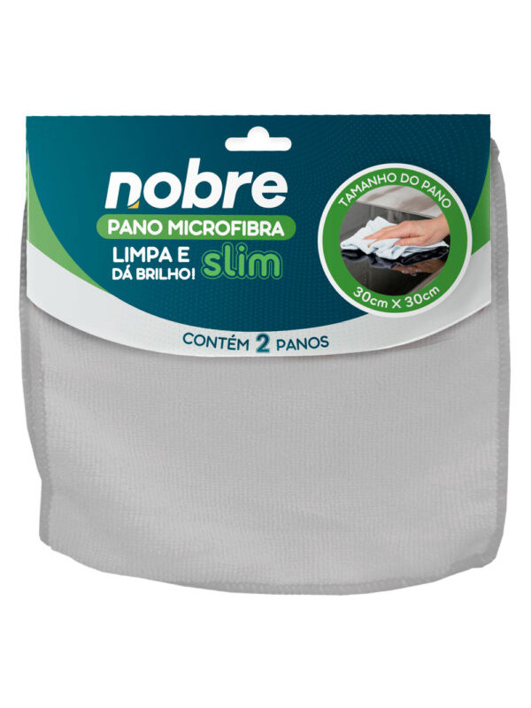 Paño Microfibra 30x30cm Nobre Paquete por 2 Unidades Gris