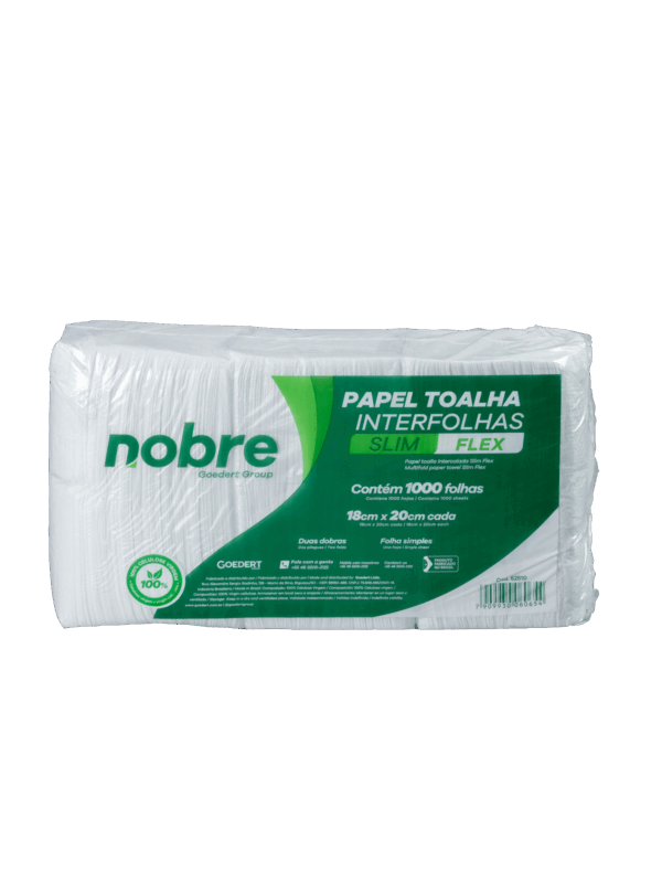 Papel Interfoliado SLIM Flex Nobre 18x20cm fardo por 1000 Hojas Cod.62510