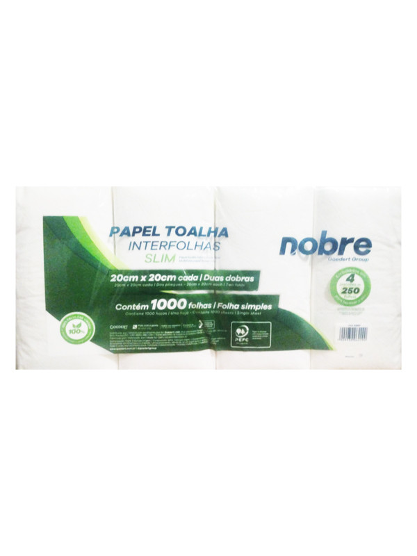 Papel Interfoliado SLIM Nobre 20x20cm fardo x 1000 Hojas Cod.62891