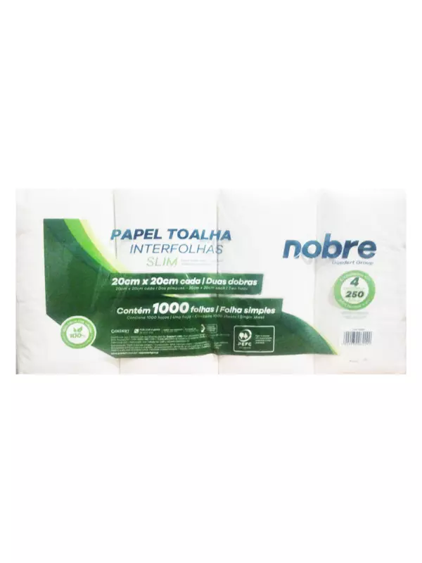Papel Interfoliado SLIM Nobre 20x20cm fardo x 1000 Hojas Cod.62891