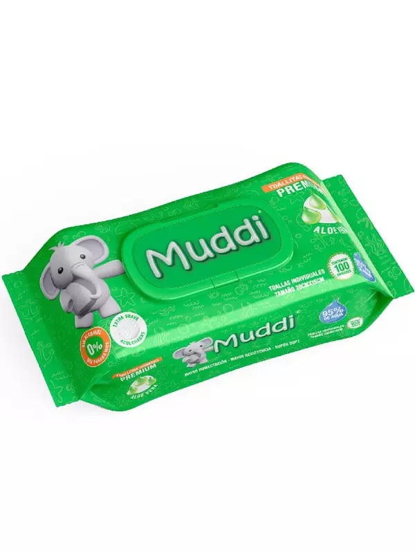 Toallita Humeda Muddi Aloe Vera Paq. x 100