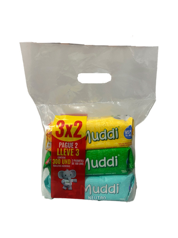 Toallita humeda Muddi pack 3 unidades x 100 promo pague 2 lleve 3