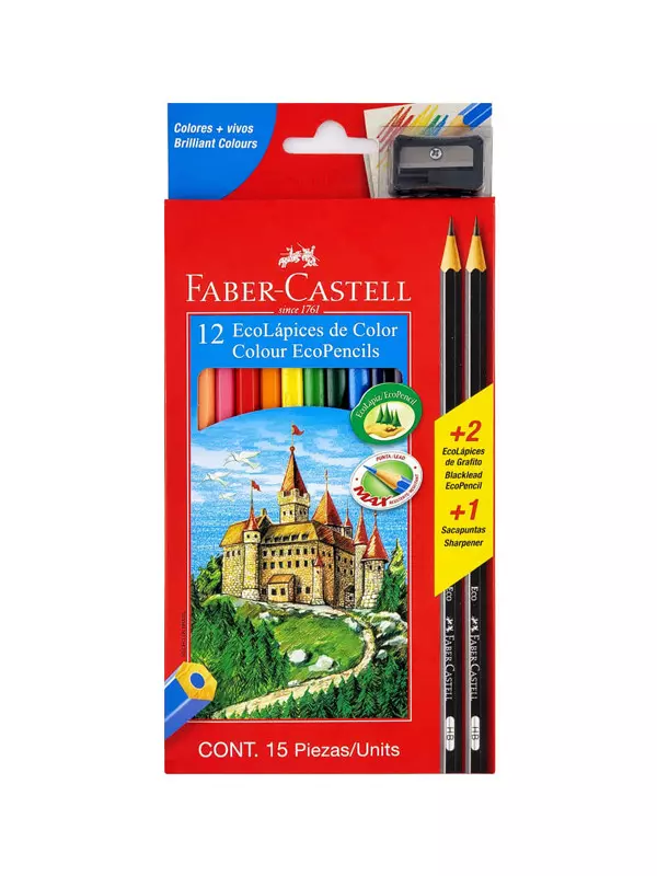 Lapiz De Color Faber Max 12 Col. + Lapiz Grafito & Sacapunta