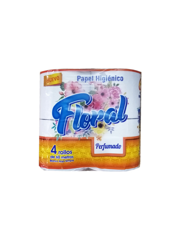 Papel Higienico Floral 60mts Perf. X 4