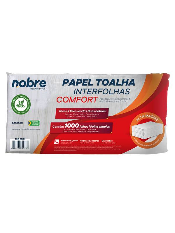 Papel toalla Interfoliado Confort Nobre 20 x 23 cm fardo de 1000 hojas