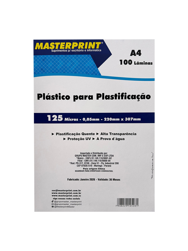 Lamina para Plastificar A4 de 125 micras Paquete de 100 unidades