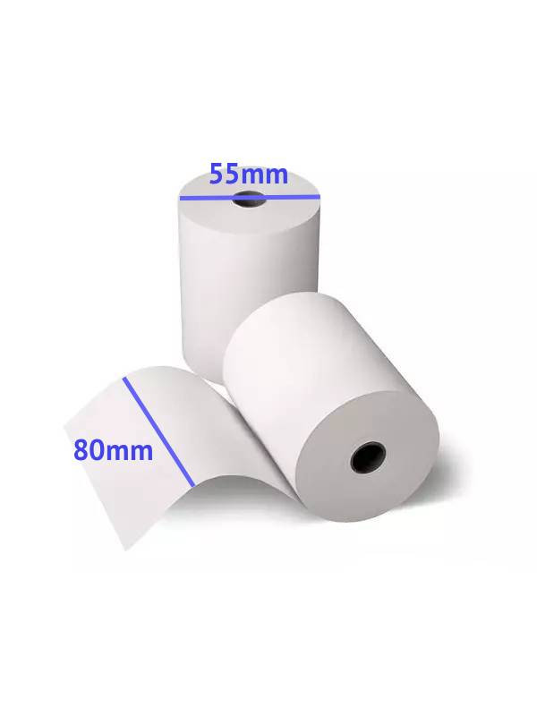 Bobina de papel Termico Ofimax Medidas 80mm de ancho x 55 mm diametro