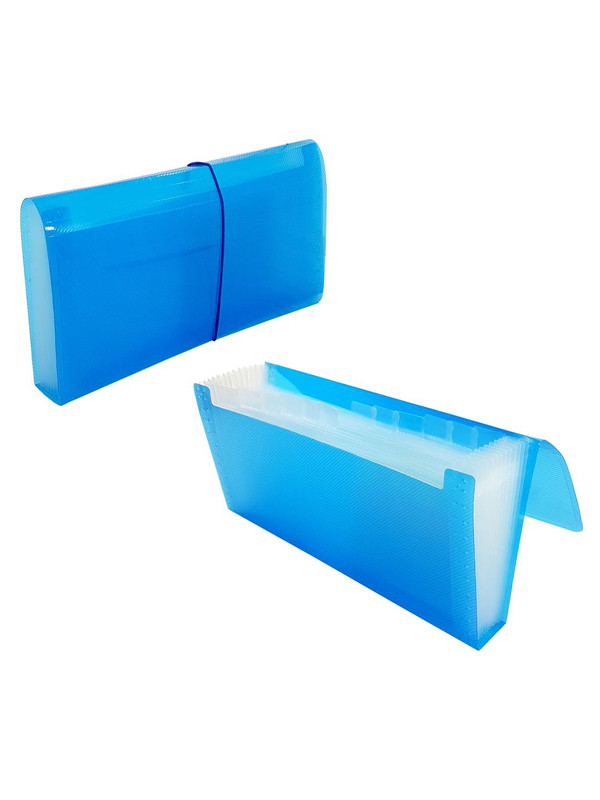 Carpeta acordeon Polibras Para Cheques 12 Divisorias Azul
