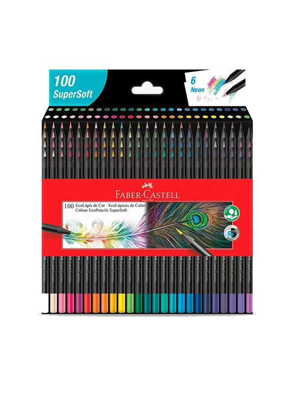  Faber-Castell Lápiz de color, EcoPencil Supersoft, 1207100SOFT,  100 colores : Productos de Oficina