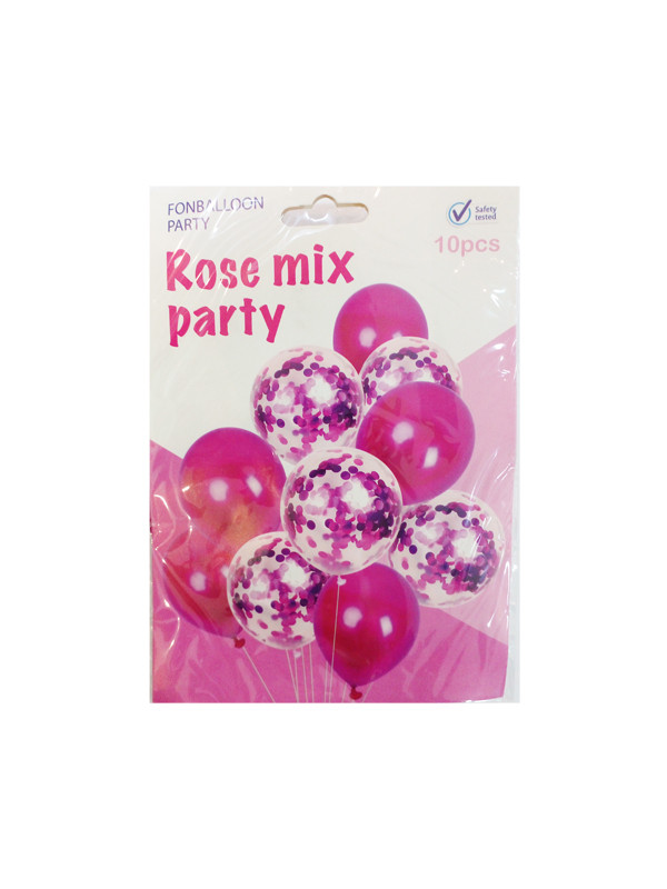 Globo 10pcs c/Confeti Rose Mix Party Ref:550