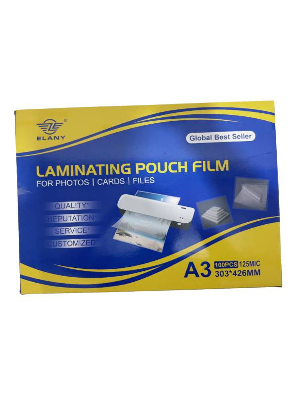 Lamina A3 para plastificar 125 micras Elany paquete 100 unidades 303 x 426 mm